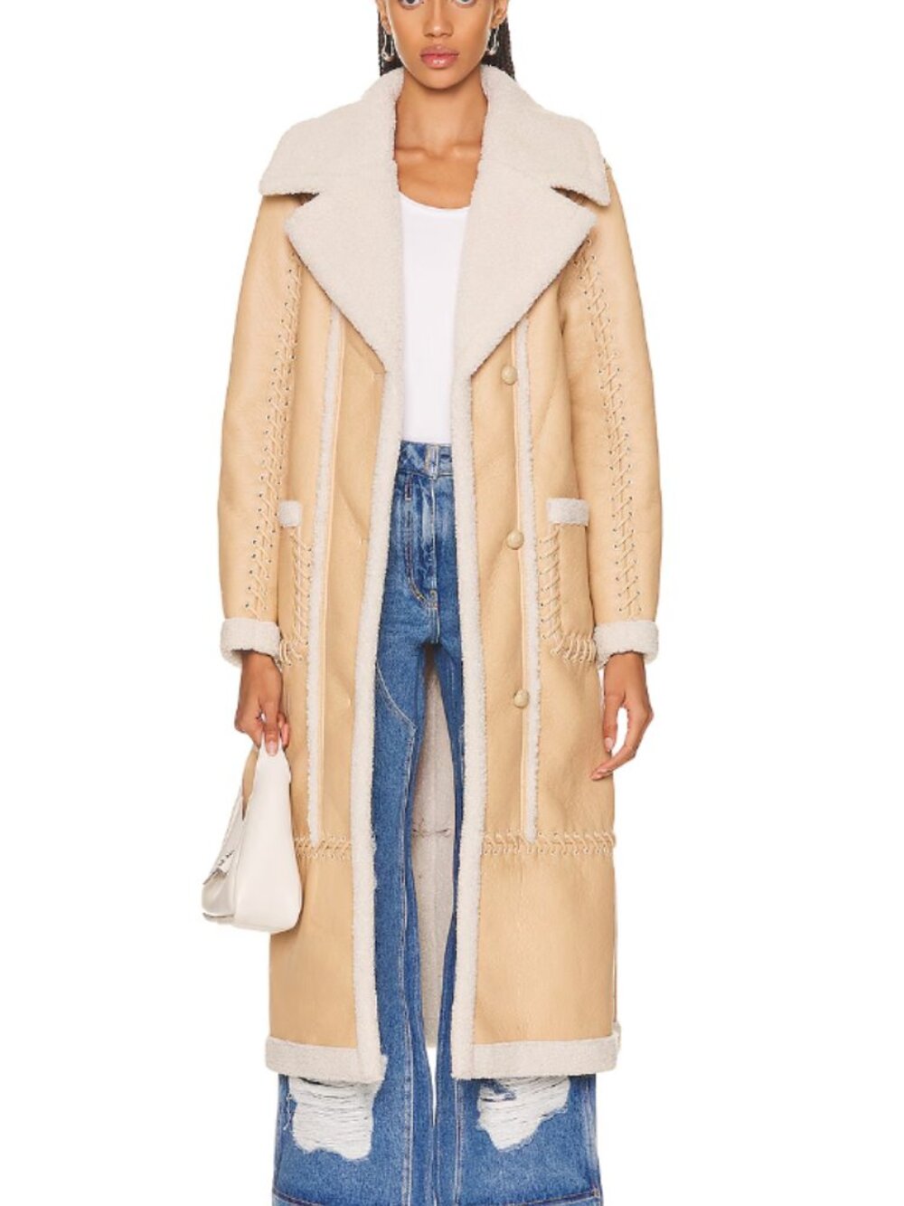 Jonathan SIMKHAI Windsor Vegan Sherpa Biker Coat - Picture 5 of 7